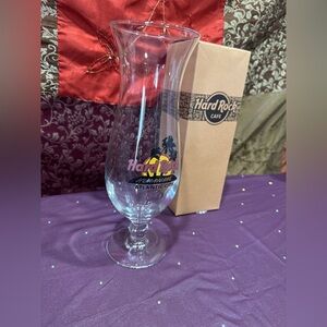 Hard Rock Cafe Atlantic City Glass with Red and Yellow Logo